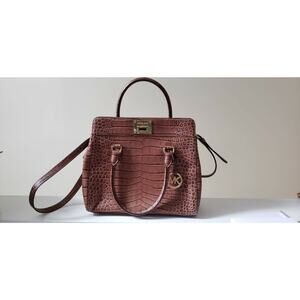 Michael Kors Astrid Satchel Shoulder Bag Luggage Tan Brown Leather Medium